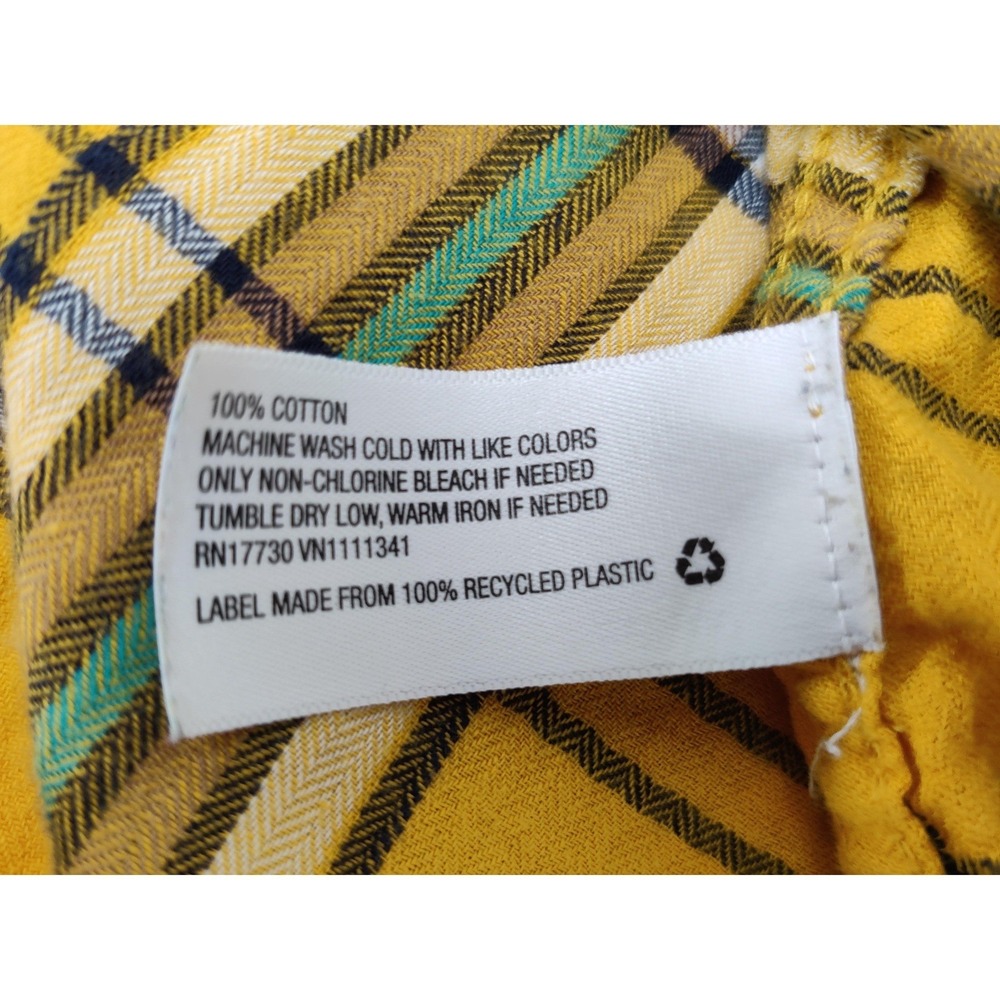Merona Shirt Womens Size XXL Yellow ButtonUp Plaid Long Sleeve Chest Pockets - Picture 6 of 11